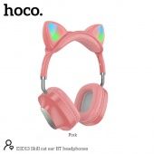 Беспроводные наушники Hoco ESD13 полноразмерные с микрофоном ("кошачьи ушки") цвет: розовый