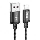 Дата-кабель Hoco X91 Lightning (нейлон 3 м, 2.4A) цвет: черный