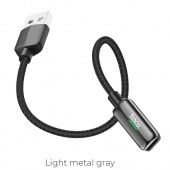 Адаптер Hoco LS28 Lightning - Lightning+USB-кабель, цвет: металлик