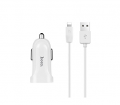 Автомобильное ЗУ Hoco Z2 цвет: белый с кабелем Lightning (USB: 5V & 1.5A)