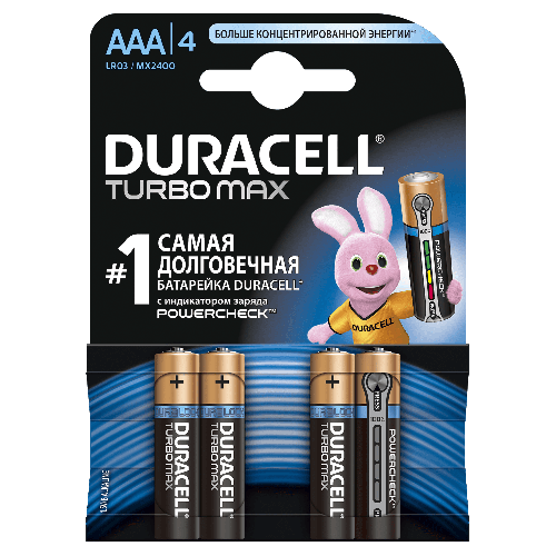 Батарейки алкалиновые DURACELL ULTRA POWER LR03/MX2400 4BP AAA