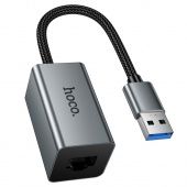 Адаптер Hoco UA48 USB в RJ45 интернет 100 Mbps цвет: металлик