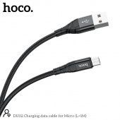 Дата-кабель Hoco DU02 Micro (нейлон 1 м, 3 A) цвет: черный