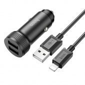 Автомобильное ЗУ Hoco Z49 (2USB: 5V/2.4A+кабель iP) цвет: черный