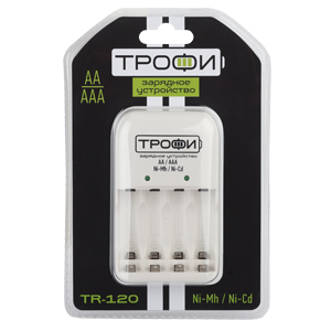 Зарядное устройство ТРОФИ TR-120 (2 или 4 аккумулятора АА, ААА)