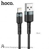 Дата-кабель Hoco DU46 Lightning (нейлон 1 м, 2.4 A) цвет: черный