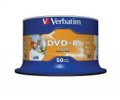 Диск DVD-R VERBATIM 4.7 Gb AZO Wide Printable колба/50