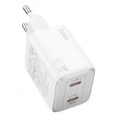 Сетевое зарядное устройство Hoco N42 (2 Type-C PD45W) цвет: белый