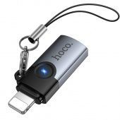 Адаптер Hoco UA46A  IP - Type-C с индикатором цвет: металлик  