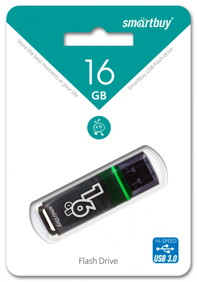 USB-накопитель Smartbuy 16GB Glossy series, цвет чёрный