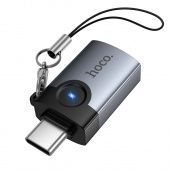 Адаптер Hoco UA46C  Type-C - USB 3.0 с индикатором цвет: металлик  