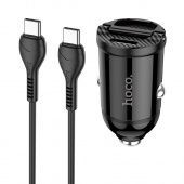 Автомобильное ЗУ Hoco NZ2 (USB+Type-C: 5В/4,8А, PD30W, QC3.0 +кабель Type-C to Type-C) цвет: черный