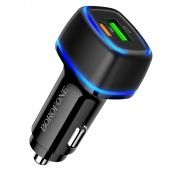 Автомобильное ЗУ BOROFONE BZ14A (USB QC3.0 +PD20W Type-C PD20W) цвет: черный