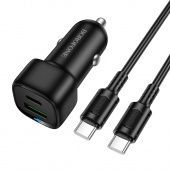 Автомобильное ЗУ Borofone BZ34B (QC3.0 +PD38W + кабель Type-C to Type-C) цвет: черный
