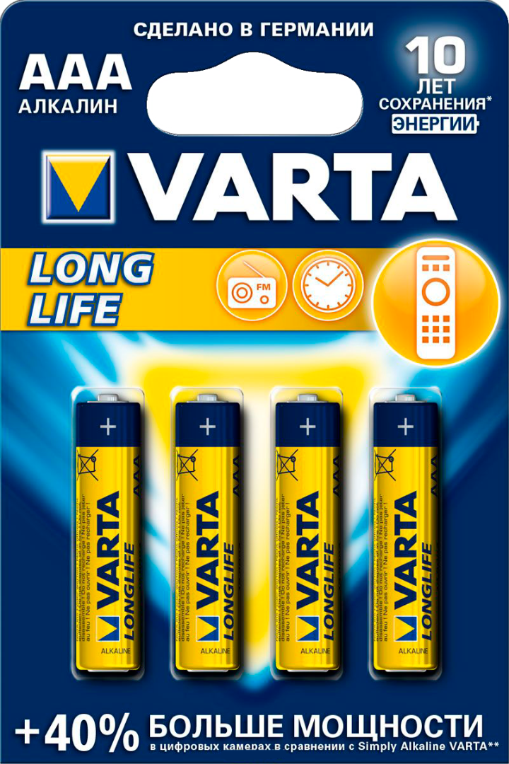 Батарейки VARTA Longlife LR03/4BP