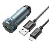 Автомобильное ЗУ Hoco Z49A (QC3.0 18W+кабель Micro) цвет: металлик