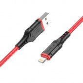 Дата-кабель Borofone BX67 Lightning (1м., нейлон 2.4A), цвет: красный