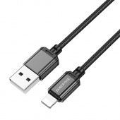 Дата-кабель Borofone BX87 Lightning (1м.,нейлон 2.4A) цвет: черный   