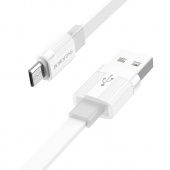 Дата-кабель Borofone BX89 Micro (1 м, 2,4 A) цвет: бело-серый