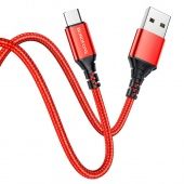 Дата-кабель BOROFONE BX54 Micro (1м.,нейлон 2.4A) цвет: красный