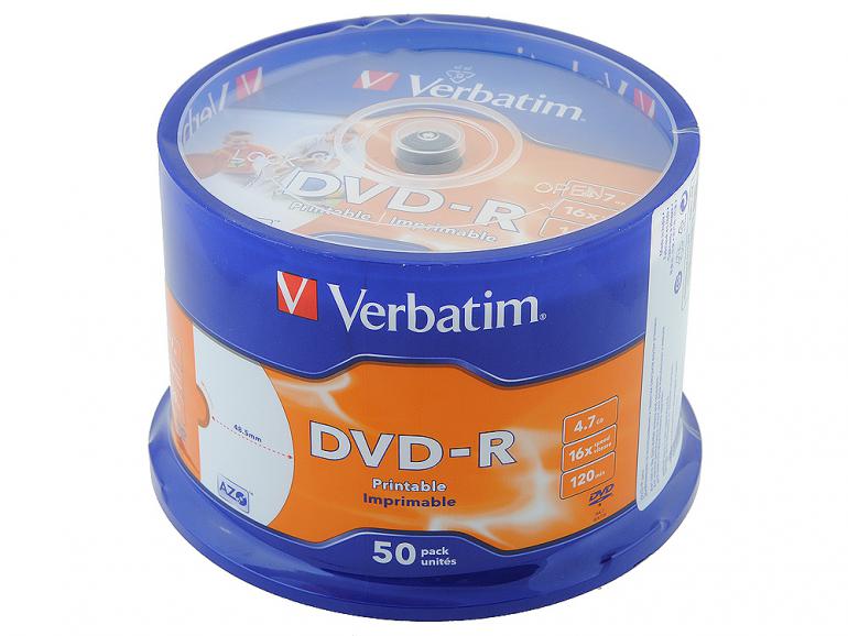 Диск DVD-R Verbatim 4.7GB 16x CB-50