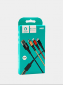 Кабель Denmen D02E  3в1 (Lightning+Micro+Type-C 1м.) цвет: цветной