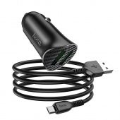 Автомобильное ЗУ Hoco Z39 (2USB: 18W & QC 3.0A,быстрая зарядка+кабель Micro-USB) цвет:черный