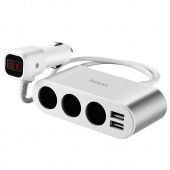 Автомобильное ЗУ Hoco Z13 (0.55 м., 2USB: 2.1A, дисплей, 3 прик-ля)