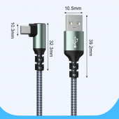 Кабель BreezyTech SL005 USB to Type-C (1 м,угловой,нейлон,18W) цвет: серый