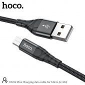 Дата-кабель Hoco DU02 Plus Micro (нейлон 2 м, 3 A) цвет: черный