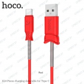 Дата-кабель Hoco X24 Type-C (1.0 м., пружина у штеккеров, зарядка 2.4A) цвет: красный