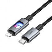 Дата-кабель Hoco U144 Type-C to Lightning (PD27W,нейлон,подсветка,1,2 м) цвет: черный 