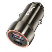 Автомобильное ЗУ Hoco Z46A (USB QC3.0+Type-C PD20W) цвет: металлик