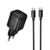 Сетевое зарядное устройство Hoco N84 Gan (PD45W+кабель Type C-Type-C)  цвет: черный 