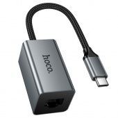 Адаптер Hoco UA48 Type-C в RJ45 интернет 100 Mbps цвет: металлик