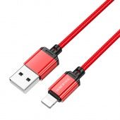 Дата-кабель Borofone BX87 Lightning (1м.,нейлон 2.4A) цвет: красный   