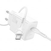 Сетевое зарядное устройство Hoco N68 (PD20W кабель Type-C-Type-C) цвет: белый