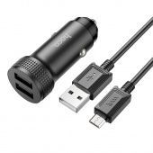 Автомобильное ЗУ Hoco Z49 (2USB: 5V/2.4A+кабель Micro) цвет: черный