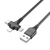 Дата-кабель Hoco X77 3в1: USB - lightning+Micro+Type-C (1.0 м., 2A) цвет: черный