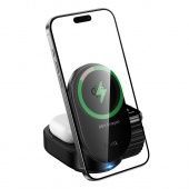 Беспроводное зарядное устройство 3 в 1 Hoco CQ23 Super Fast (Qi2.2 до 25W) цвет: черный