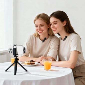 Микрофон Borofone BFK16 беспроводной IP- 2 шт. на клипсе цвет: черный