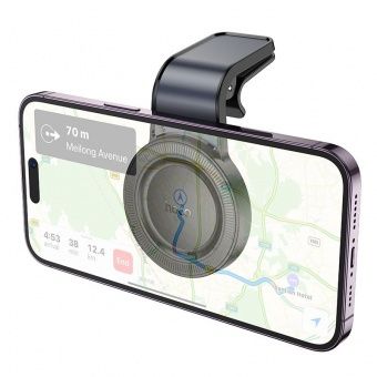 Автодержатель Hoco H59 магнитный круглый в решетку,клипса цвет: черный
