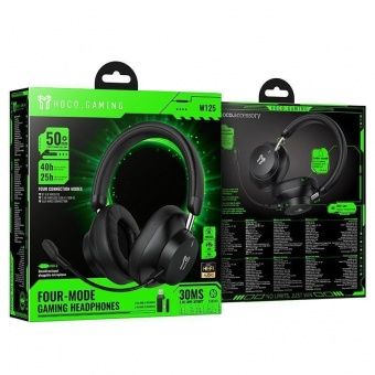 Наушники Hoco W125 беспроводные игровые (4 режима работы) цвет: черный