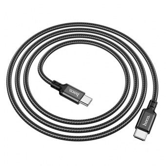 Дата-кабель Hoco X14 Type-C to Type-C (PD 60W,нейлон,1.0 м., 3 A) цвет: черный