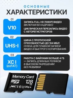 Карта памяти Memory Card  128GB Class 10 (без адаптера) 