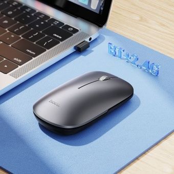 Мышь беспроводная Hoco GM43 (2 режима+аккумулятор) цвет: металлик 