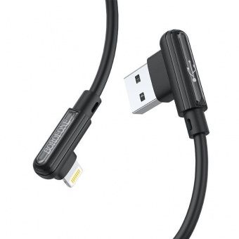 Дата-кабель Borofone BX58 Lightning (угловой штекер 1 м, 2.4 A) цвет: черный