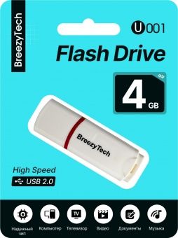 USB флэш-диск BreezyTech U001 (4GB) в блистере цвет: белый