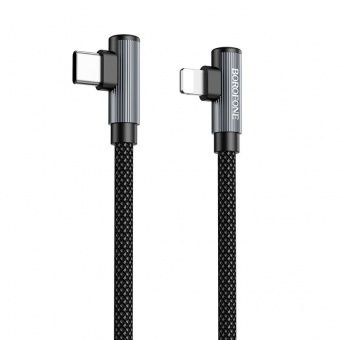 Дата-кабель Borofone BU50 Type-C-IP (2-х угловой штекер,1 м) цвет: металлик