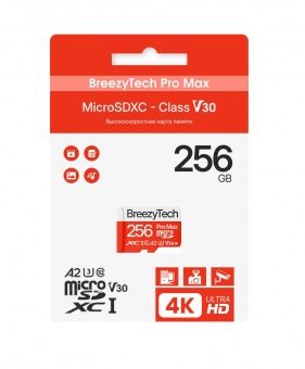 Карта памяти micro SD BreezyTech Pro Max 256GB Class 10/A2/V30 (без адаптера) 